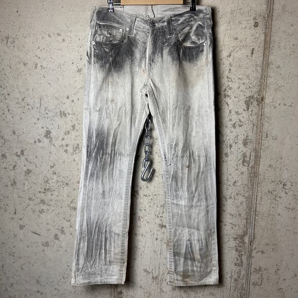 True Religion World Tour Kiss Of Death Wash 33" Cotton Straight Fit Jeans - Picture 4 of 8